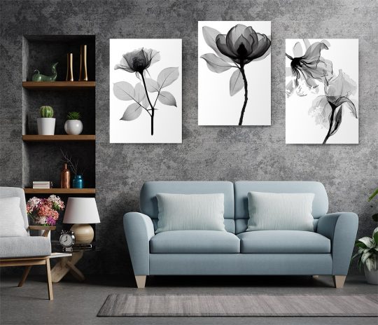 Set 3 tablouri flori variate multicanvas 3006 Living