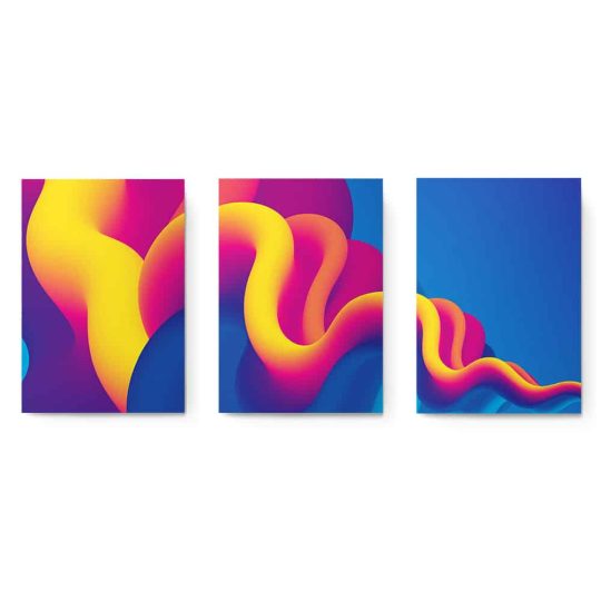 Set 3 tablouri forme abstracte multicanvas 2941