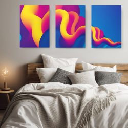 Set 3 tablouri forme abstracte multicanvas 2941 dormitor