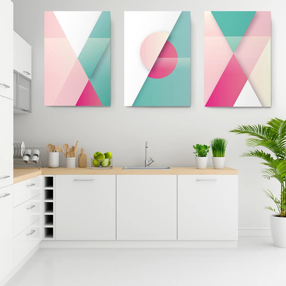 Set 3 tablouri forme geometrice abstracte - Dimensiune multicanvas: 3 tablouri 50x70 cm