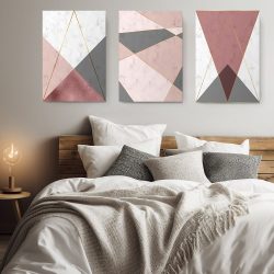 Set 3 tablouri forme geometrice abstracte 2956 dormitor