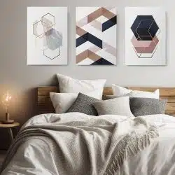 Set 3 tablouri forme geometrice abstracte 2963 dormitor