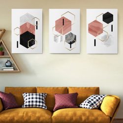 Set 3 tablouri forme geometrice hexagoane 2964 Living