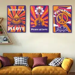 Set 3 tablouri hippie postere muzica 2836 Living