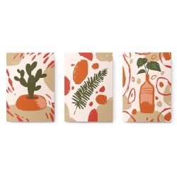 Set 3 tablouri minimaliste cactus frunze 2988