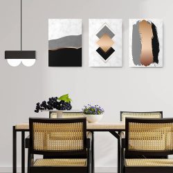 Set 3 tablouri minimaliste forme abstracte 2952 bucatarie