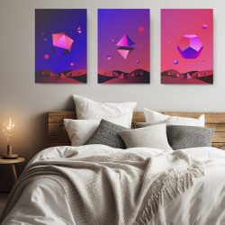 Set 3 tablouri minimaliste forme abstracte geometrice 2950 dormitor