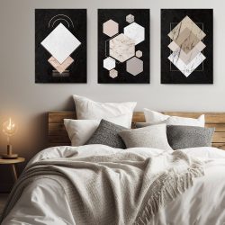 Set 3 tablouri minimaliste forme geometrice 2925 dormitor