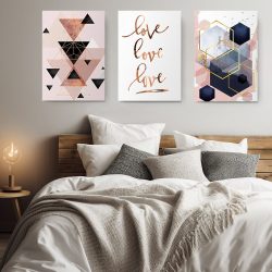 Set 3 tablouri minimaliste forme geometrice 2998 dormitor