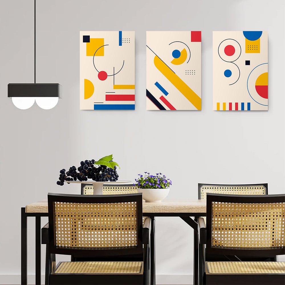 Set 3 tablouri minimaliste forme geometrice abstracte - Dimensiune multicanvas: 3 tablouri 40x60 cm
