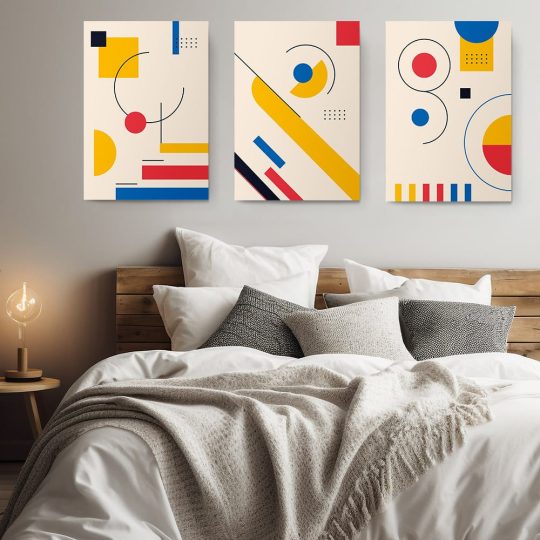 Set 3 tablouri minimaliste forme geometrice abstracte 2931 dormitor