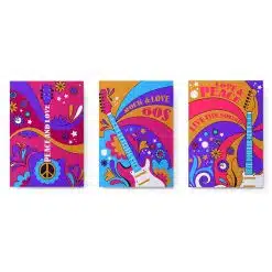 Set 3 tablouri muzica peace love stil hippie 2974