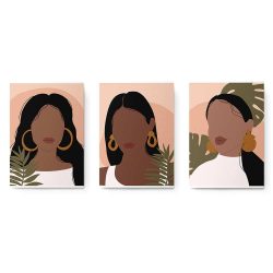 Set 3 tablouri portrete femei minimalist 2898