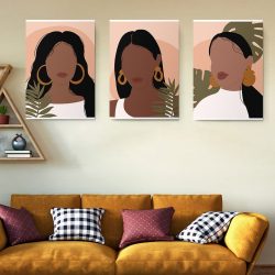Set 3 tablouri portrete femei minimalist 2898 Living