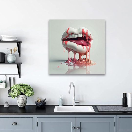 Tablou 3D render gura topindu se roz alb 1630 camera 3 - Afis Poster Tablou 3D buze gura pentru living casa birou bucatarie livrare in 24 ore la cel mai bun pret.