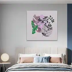 Tablou Boho minimalism pasare si plante Monstera roz verde 1260 camera 1 - Afis Poster Boho pasare si frunze Monstera roz verde pentru living casa birou bucatarie livrare in 24 ore la cel mai bun pret.