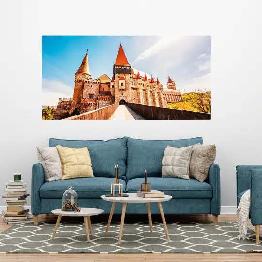 Tablou Castelul Corvinilor Hunedoara Romania maro rosu 1836 tablou camera hotel - Afis Poster Tablou Castelul Corvinilor Hunedoara Romania maro rosu pentru living casa birou bucatarie livrare in 24 ore la cel mai bun pret.