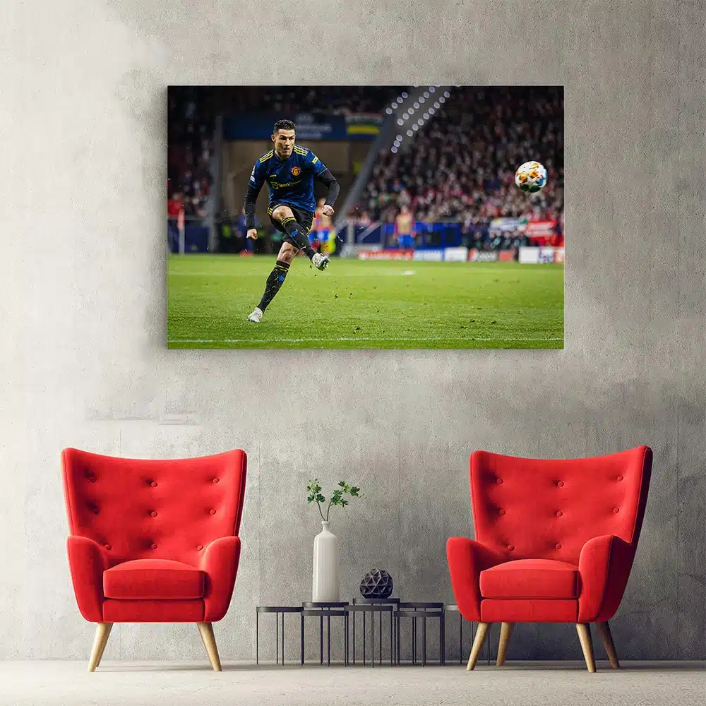 Tablou Cristiano Ronaldo fotbalist verde albastru 1714 hol - Afis Poster Tablou ochi cu design creativ multicolor detaliu pentru living casa birou bucatarie livrare in 24 ore la cel mai bun pret.