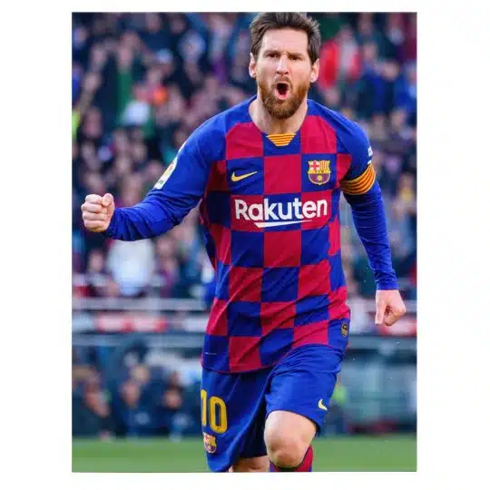 Tablou Lionel Messi celebrand un gol albastru rosu 1700 front - Afis Poster Tablou Messi Lionel fotbalist pentru living casa birou bucatarie livrare in 24 ore la cel mai bun pret.