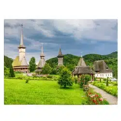 Tablou Manastirea Barsana Maramures Romania verde 1907 front - Afis Poster Tablou Manastirea Barsana Maramures Romania verde pentru living casa birou bucatarie livrare in 24 ore la cel mai bun pret.