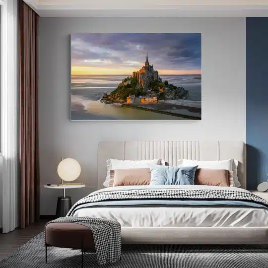 Tablou Manastirea Mont Saint Michel la apus Franta albastru 1529 dormitor - Afis Poster Tablou Manastirea Mont Saint-Michel la apus Franta pentru living casa birou bucatarie livrare in 24 ore la cel mai bun pret.