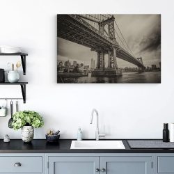 Tablou Podul Brooklyn New York USA alb negru 1538 bucatarie - Afis Poster tablou Podul Brooklyn New York USA pentru living casa birou bucatarie livrare in 24 ore la cel mai bun pret.