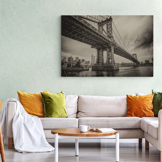 Tablou Podul Brooklyn New York USA alb negru 1538 living 1 - Afis Poster tablou Podul Brooklyn New York USA pentru living casa birou bucatarie livrare in 24 ore la cel mai bun pret.
