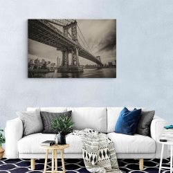 Tablou Podul Brooklyn New York USA alb negru 1538 living modern - Afis Poster tablou Podul Brooklyn New York USA pentru living casa birou bucatarie livrare in 24 ore la cel mai bun pret.
