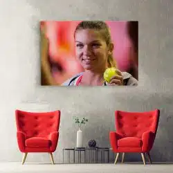 Tablou Simona Halep jucatoare de tenis 1970 hol - Afis Poster Tablou Simona Halep jucatoare de tenis pentru living casa birou bucatarie livrare in 24 ore la cel mai bun pret.