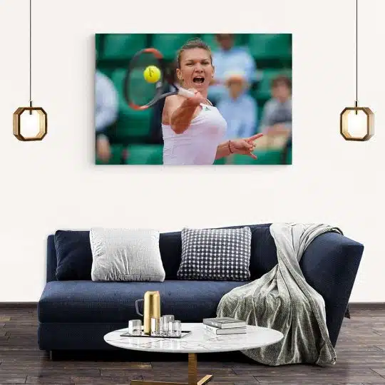 Tablou Simona Halep jucatoare de tenis verde alb 1878 living modern 2 - Afis Poster Tablou Simona Halep jucatoare de tenis verde alb pentru living casa birou bucatarie livrare in 24 ore la cel mai bun pret.