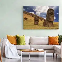 Tablou Statui Moai Insula Pastelui albastru 1546 living 1 - Afis Poster Tablou Statui Moai Insula Pastelui pentru living casa birou bucatarie livrare in 24 ore la cel mai bun pret.