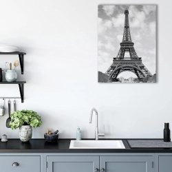 Tablou Turnul Eiffel Paris Franta alb negru 1486 bucatarie - Afis Poster Tablou Turnul Eiffel Paris alb negru pentru living casa birou bucatarie livrare in 24 ore la cel mai bun pret.