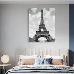 Tablou Turnul Eiffel Paris Franta alb negru 1486 dormitor - Afis Poster Tablou Turnul Eiffel Paris alb negru pentru living casa birou bucatarie livrare in 24 ore la cel mai bun pret.