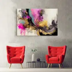 Tablou abstract pictura acrilic roz galben negru 1441 hol - Afis Poster tablou abstract pictura acrilic pentru living casa birou bucatarie livrare in 24 ore la cel mai bun pret.