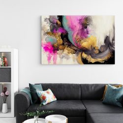 Tablou abstract pictura acrilic roz galben negru 1441 living - Afis Poster tablou abstract pictura acrilic pentru living casa birou bucatarie livrare in 24 ore la cel mai bun pret.