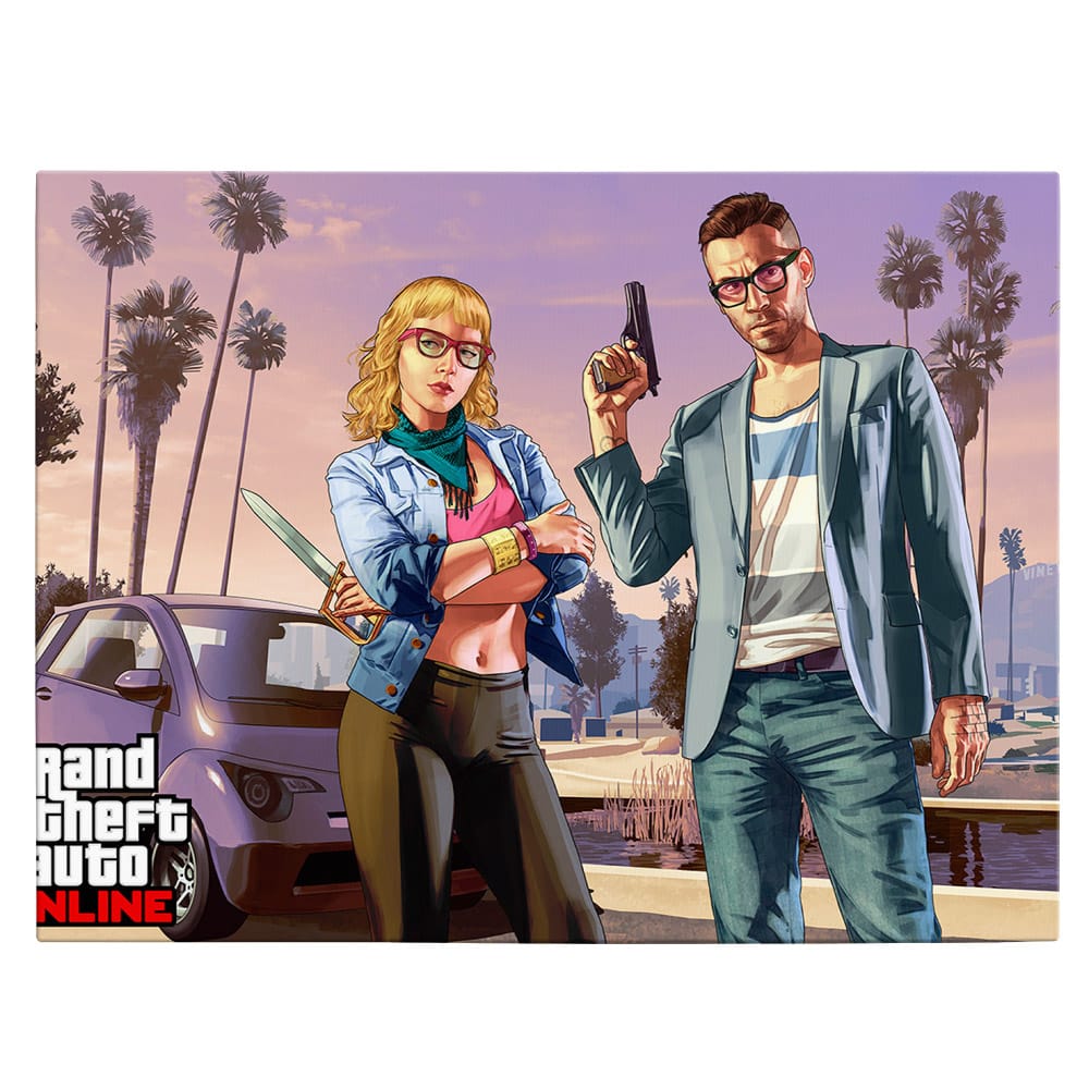 Tablou afis Grand Theft Auto - Material produs:: Tablou canvas pe panza CU RAMA, Dimensiunea:: 80x120 cm