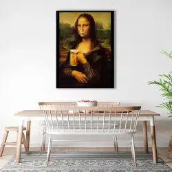 Tablou afis Mona Lisa cu halba bere 3993 bucatarie1