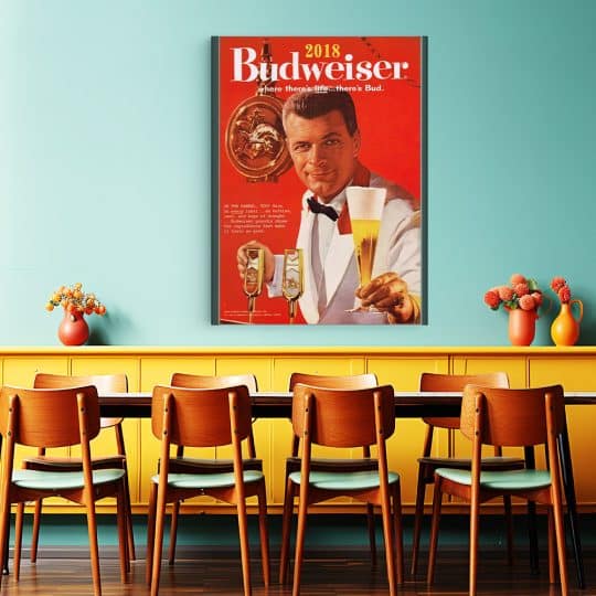 Tablou afis bere Budweiser vintage 3991 restaurant