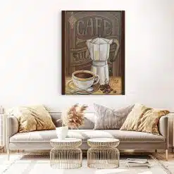 Tablou afis cafetiera ceasca cafea vintage 3880 living 1