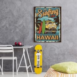 Tablou afis microbuz placi surf Hawaii vintage 3228 camera adolescent