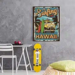 Tablou afis microbuz placi surf Hawaii vintage 3228 camera adolescent