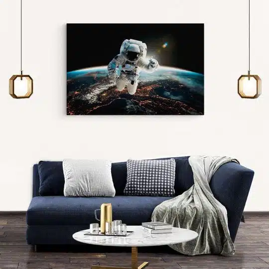 Tablou astronaut in spatiu albastru 1975 living modern 2 - Afis Poster Tablou astronaut in spatiu albastru pentru living casa birou bucatarie livrare in 24 ore la cel mai bun pret.