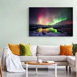 Tablou aurora boreala laguna Jokulsarlon Islanda 1915 living 1 - Afis Poster Tablou aurora boreala laguna Jokulsarlon Islanda mov verde pentru living casa birou bucatarie livrare in 24 ore la cel mai bun pret.