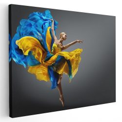 Tablou balerina dansand gratios galben albastru 1618 - Afis Poster tablou balerina dansand galben albastru pentru living casa birou bucatarie livrare in 24 ore la cel mai bun pret.