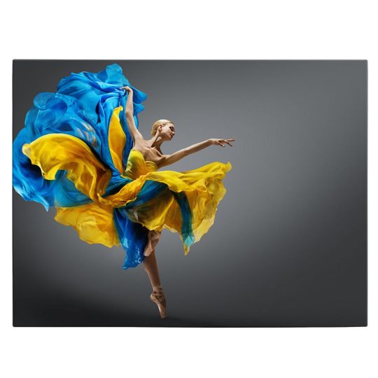 Tablou balerina dansand gratios galben albastru 1618 front - Afis Poster tablou balerina dansand galben albastru pentru living casa birou bucatarie livrare in 24 ore la cel mai bun pret.