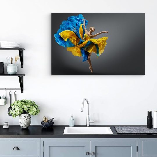 Tablou balerina dansand gratios galben albastru 1618 bucatarie - Afis Poster tablou balerina dansand galben albastru pentru living casa birou bucatarie livrare in 24 ore la cel mai bun pret.