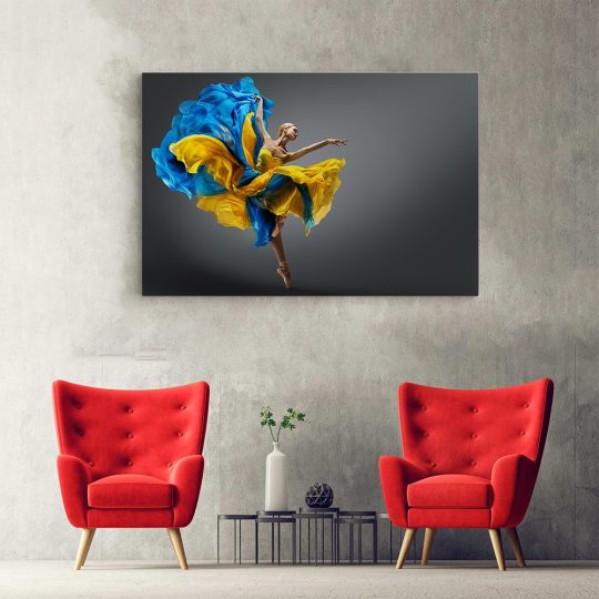 Tablou balerina dansand gratios galben albastru 1618 hol - Afis Poster tablou balerina dansand galben albastru pentru living casa birou bucatarie livrare in 24 ore la cel mai bun pret.