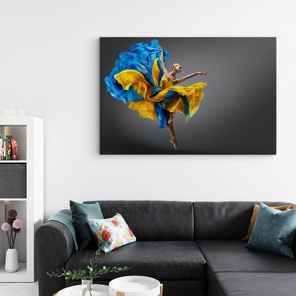 Tablou balerina dansand gratios galben albastru 1618 living - Afis Poster Tablou Castelul Neuschwanstein la apus Germania pentru living casa birou bucatarie livrare in 24 ore la cel mai bun pret.