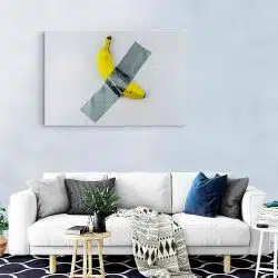 Tablou banana lipita cu banda adeziva pe perete galben 1382 living modern - Afis Poster banana lipita cu banda adeziva pe perete galben pentru living casa birou bucatarie livrare in 24 ore la cel mai bun pret.