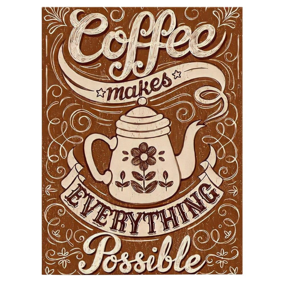 Tablou cafenea coffee makes everything possible - Material produs:: Poster pe hartie FARA RAMA, Dimensiunea:: 80x120 cm